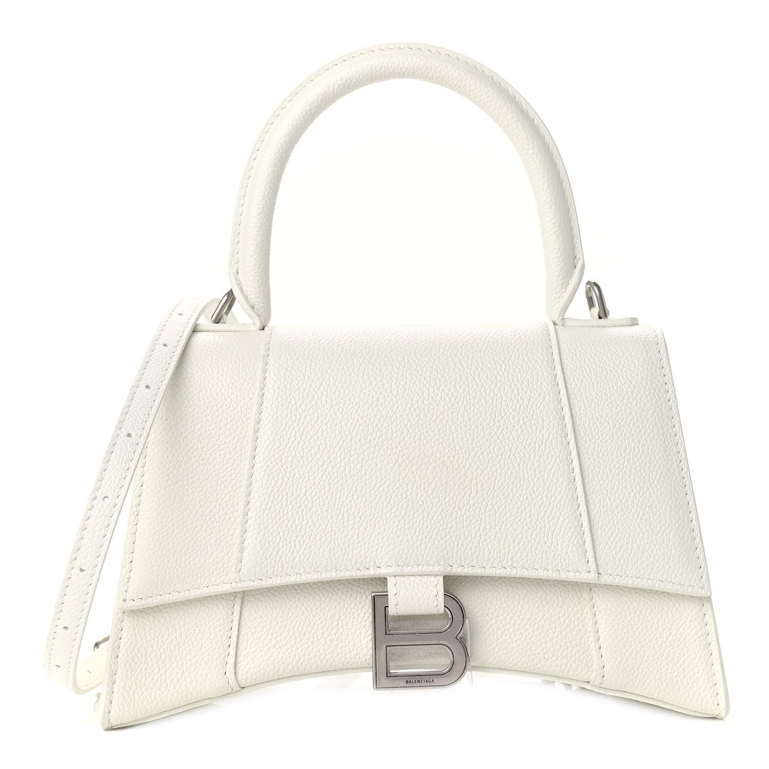 Balenciaga Grained Calfskin Small Hourglass Top Handle Bag White 1 of 9