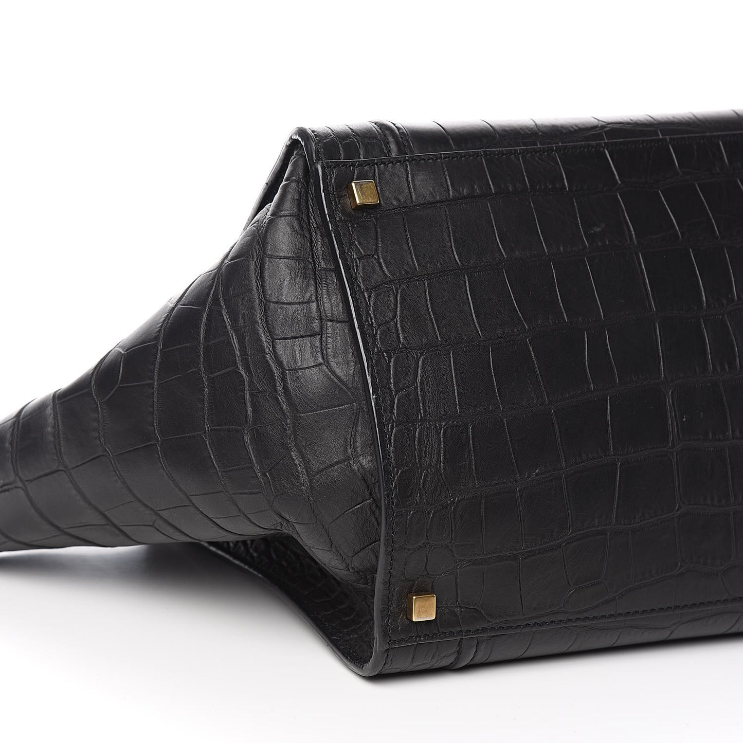 Crocodile Embossed Calfskin Medium Phantom Luggage Black