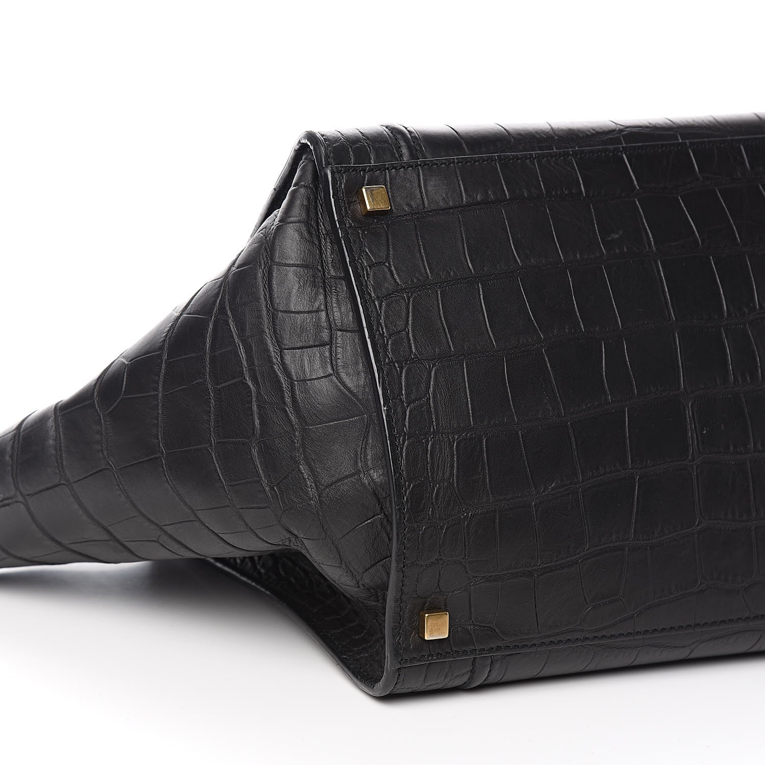 Celine Crocodile Embossed Calfskin Medium Phantom Luggage Black 7 of 9
