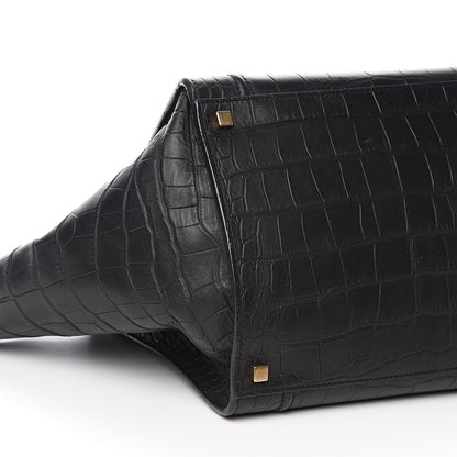 Celine Crocodile Embossed Calfskin Medium Phantom Luggage Black 7 of 9