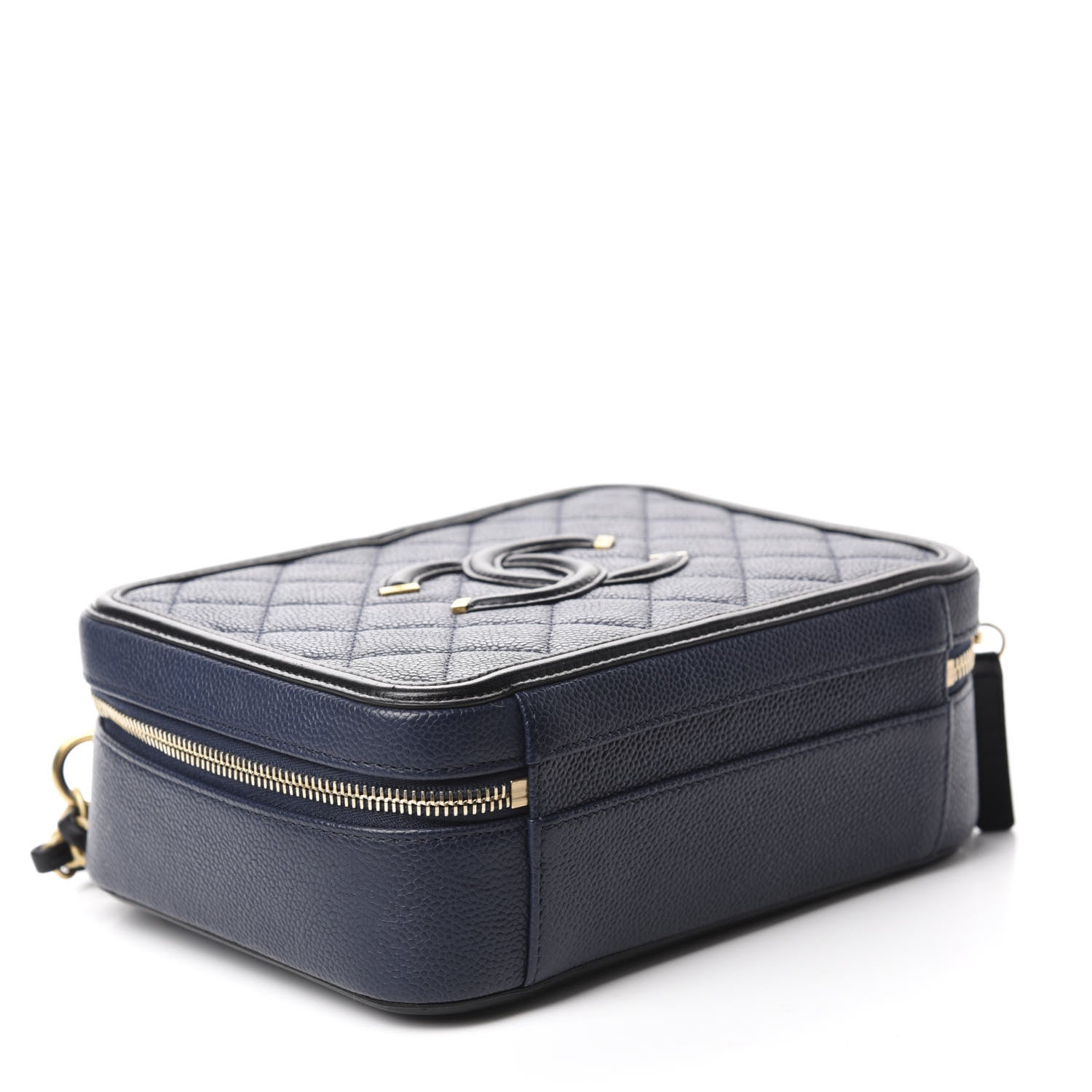 Chanel Caviar Quilted Medium CC Filigree Vanity Case Navy Black 4 of 11