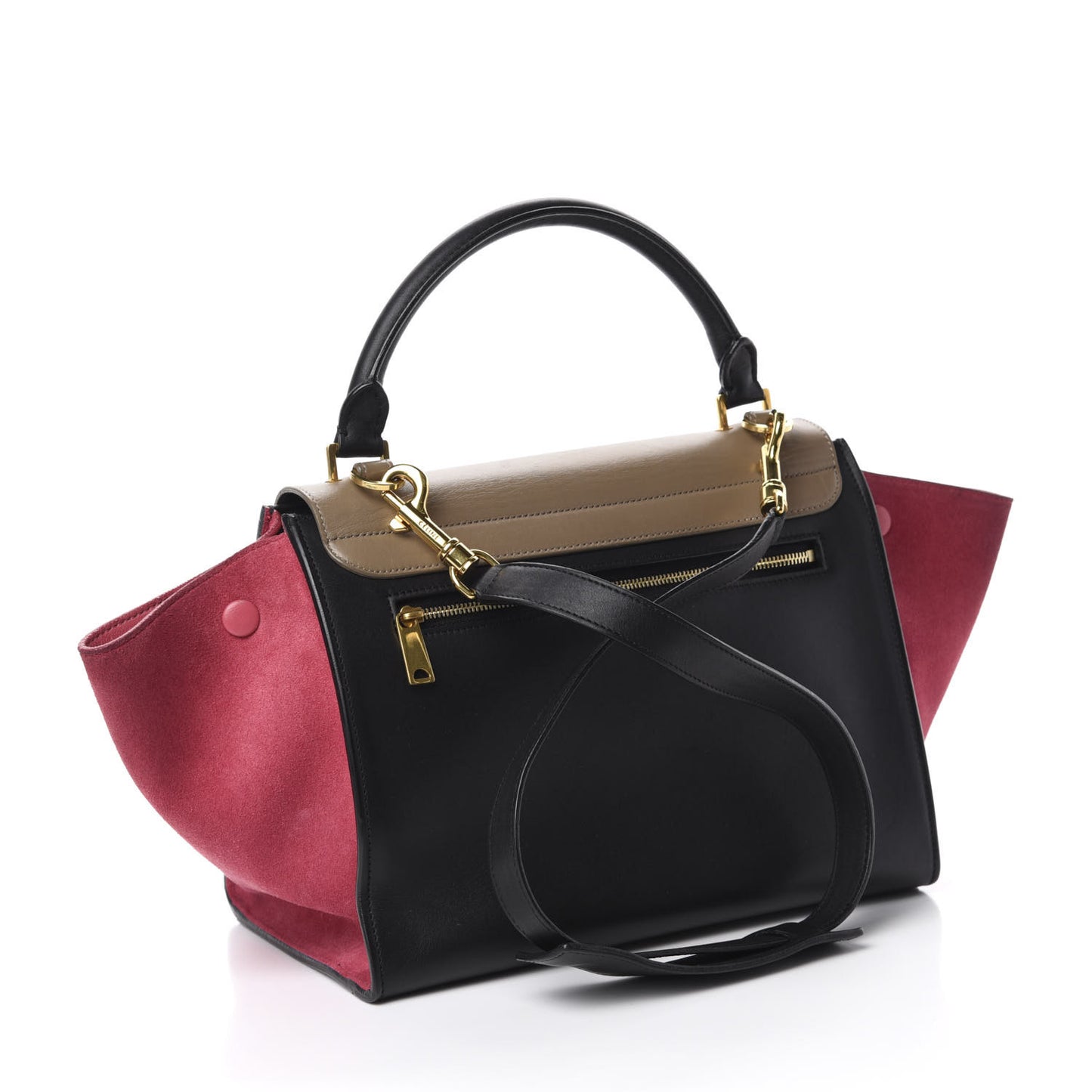 Smooth Calfskin Suede Medium Tri-Color Trapeze Pink