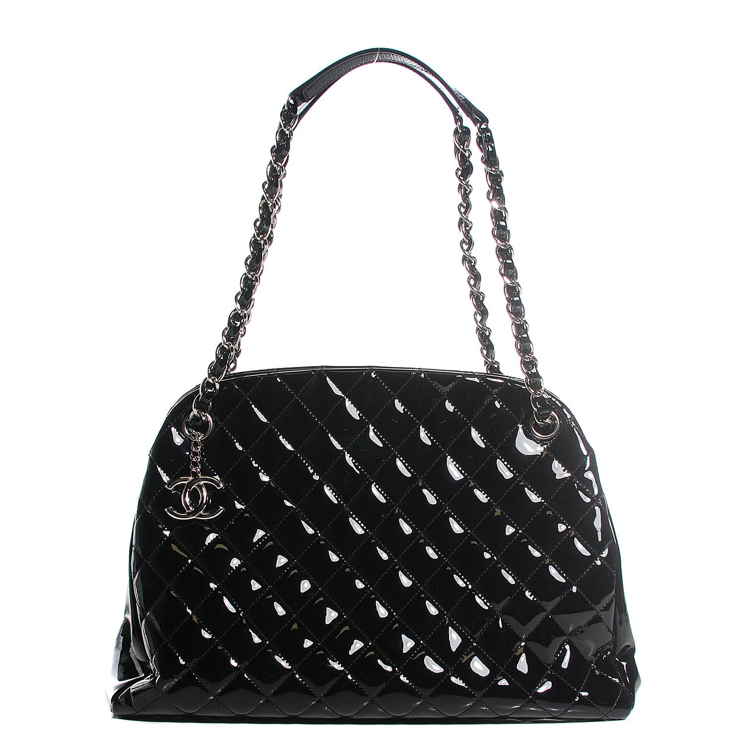 Chanel Patent Quilted Large Just Mademoiselle Bowling Bag Black 1 of 7