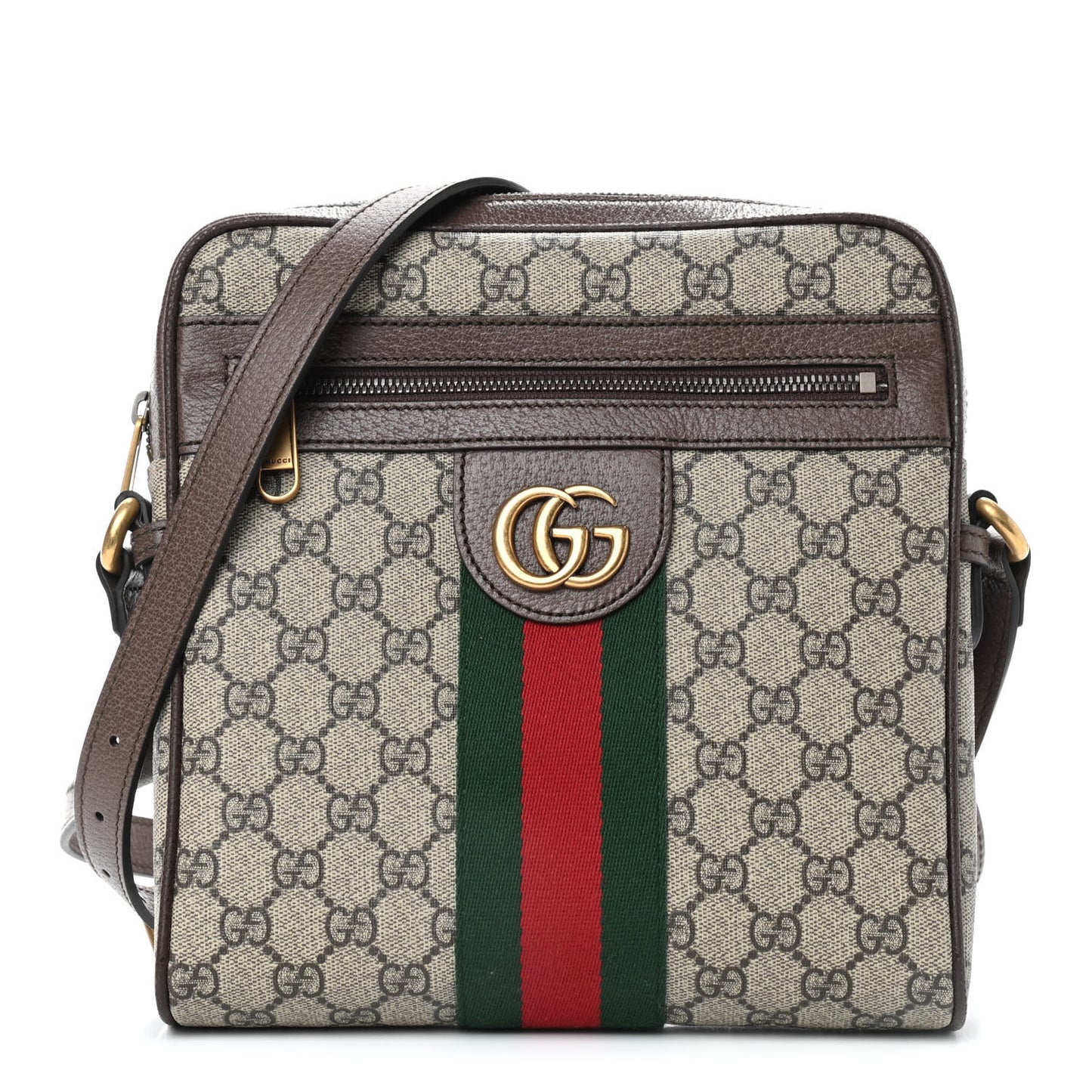 GG Supreme Monogram Web Small Ophidia Messenger Bag Brown