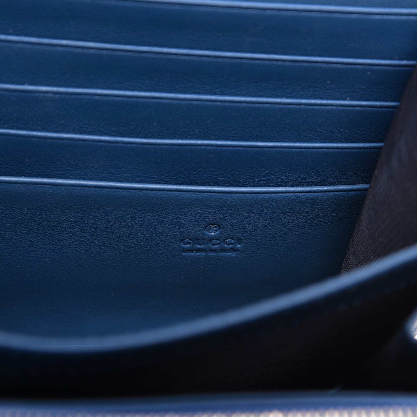 GG Supreme Monogram Blooms Mini Dionysus Chain Wallet Beige Blue Navy Vintage Blue