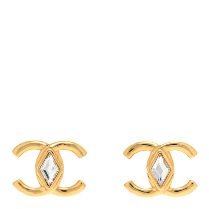 Chanel Metal Crystal CC Marquise Earrings Gold 1 of 5