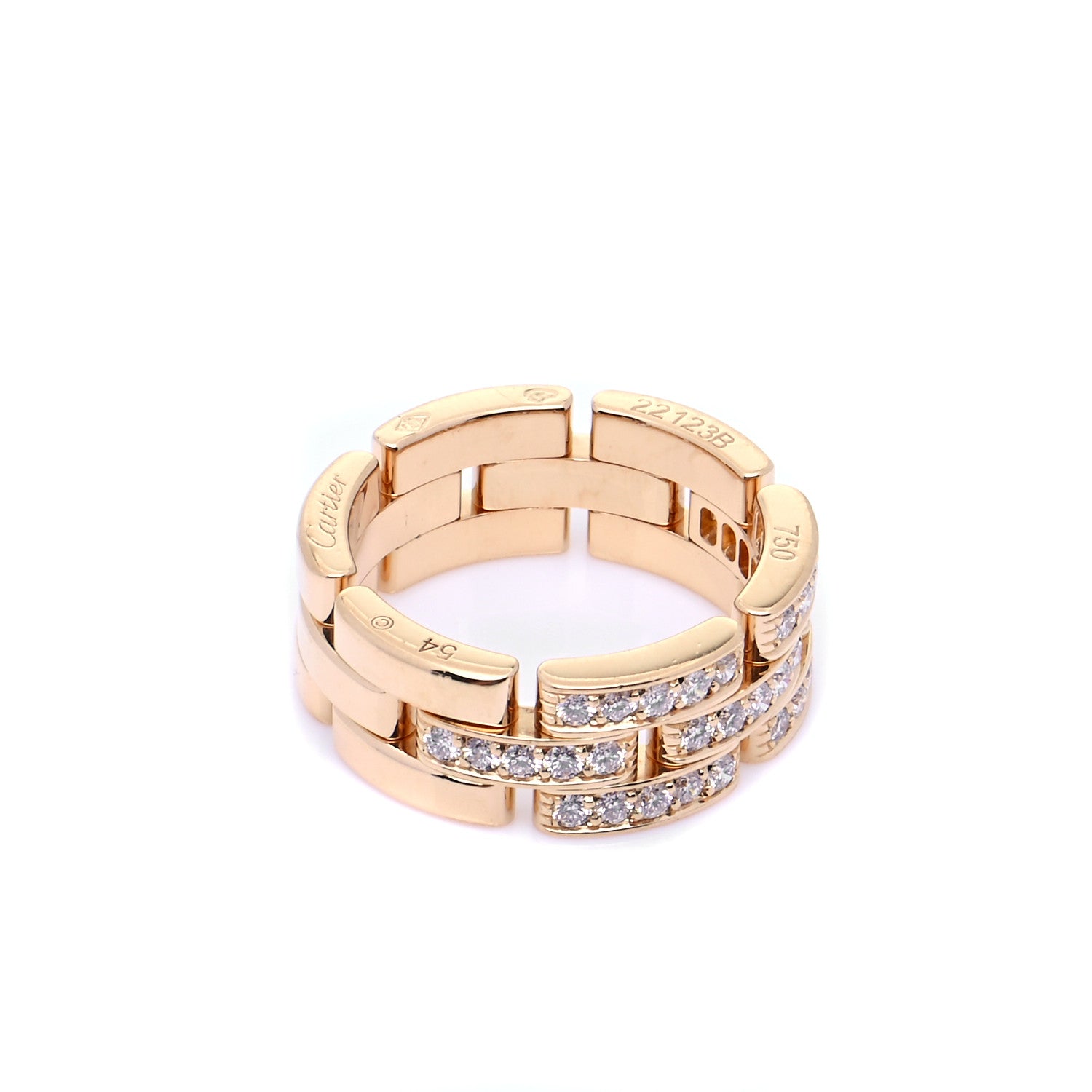 Cartier 18K Yellow Gold Diamond Maillon Panthere 3 Half Rows Paved Ring 54 6.75 5 of 6