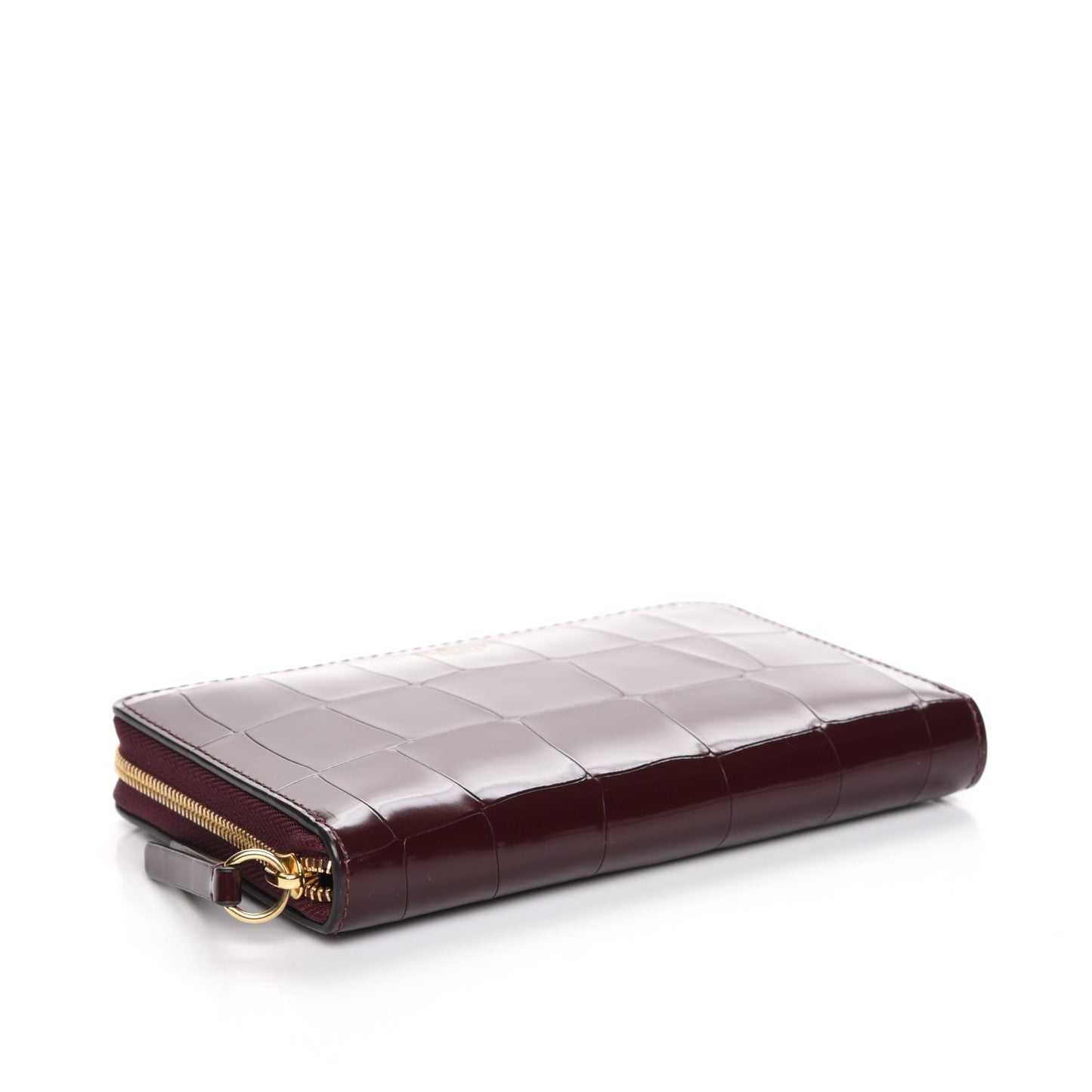 Crocodile Embossed Medium Zip Around Wallet Burgundy