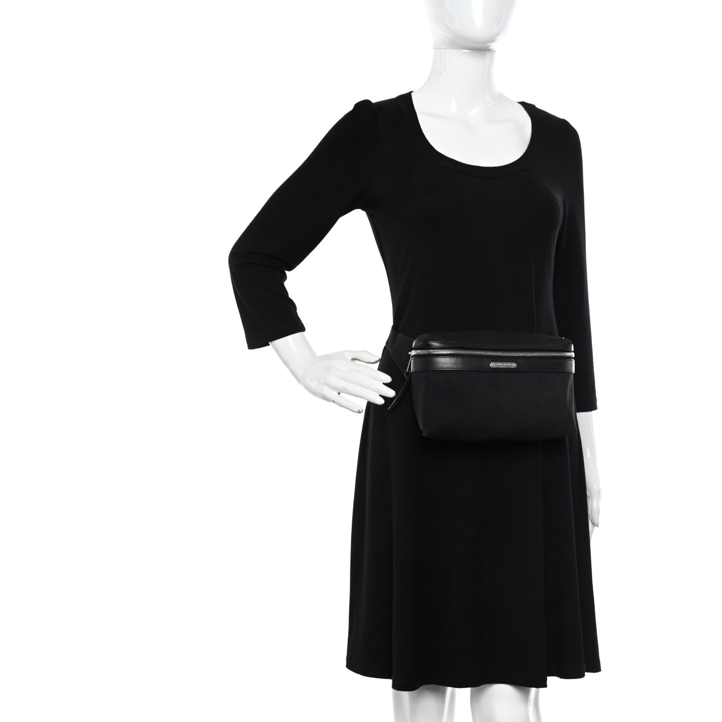Canvas Calfskin City Belt Bag Black