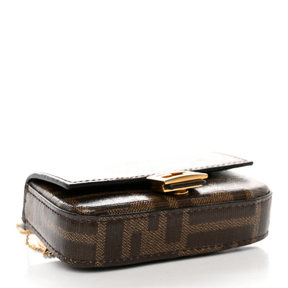 Fendi Glazed Fabric FF 1974 Nano Baguette Charm Mogano Panna 4 of 10