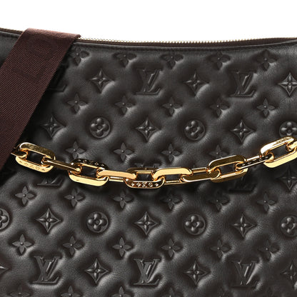 Louis Vuitton Lambskin Embossed Monogram Coussin Hobo MM Chocolat 8 of 11