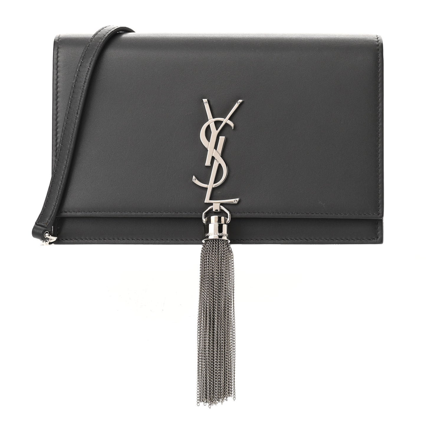Smooth Calfskin Classic Monogram Kate Tassel Chain Wallet Asphalt
