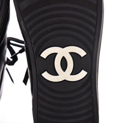 Chanel Calfskin Pearl High Top CC Sneakers 36 Black 8 of 16