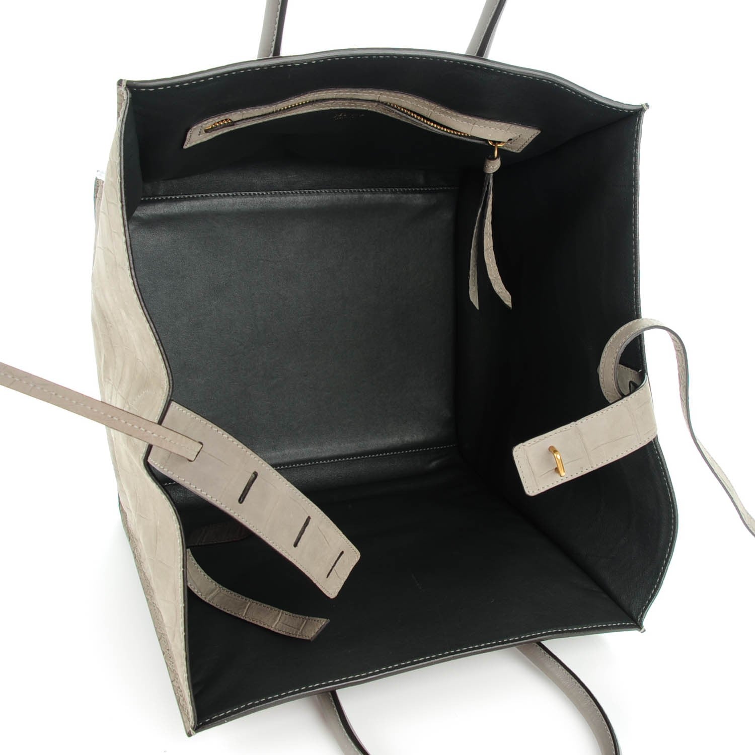 Celine Crocodile Embossed Nubuck Medium Phantom Luggage Grey 5 of 7