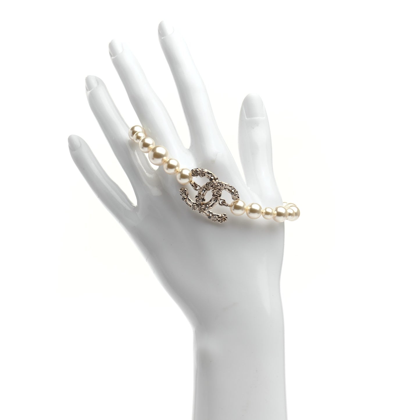 Pearl Crystal CC Bracelet Gold