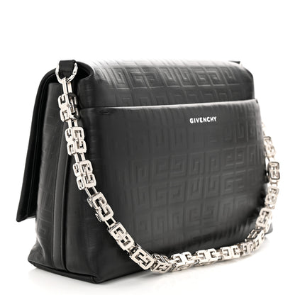 Givenchy Soft Calfskin 4G Embossed Medium Shoulder Bag Black 3 of 9