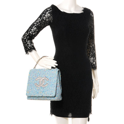 Chanel Tweed CC Flap Bag Blue 2 of 8