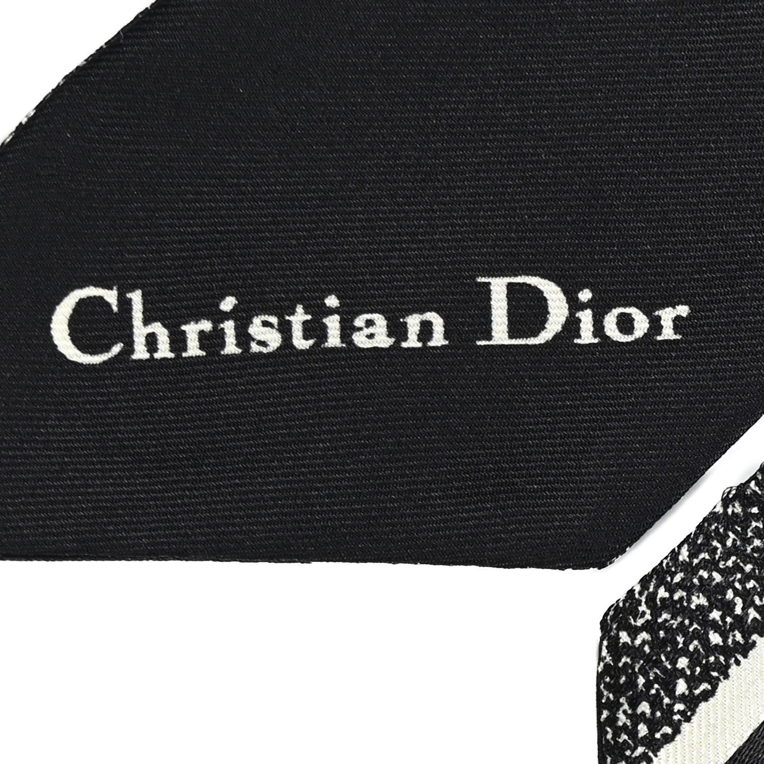 Christian Dior Silk 30 Montaigne Mitzah Scarf Black White 2 of 3