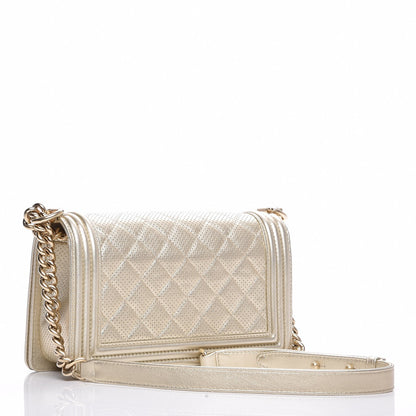Chanel Perforated Lambskin Medium Boy Flap Light Gold 3 of 7