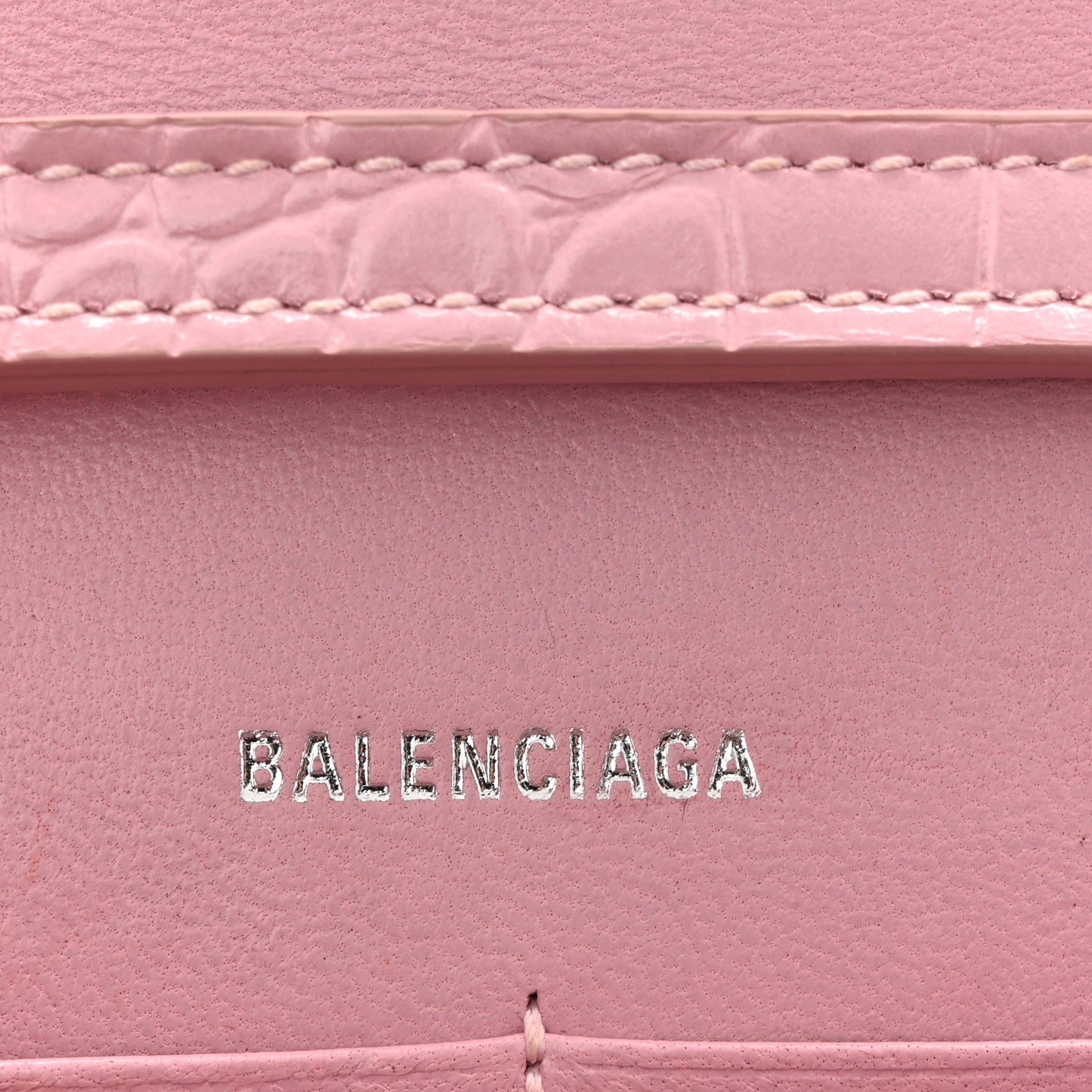 Shiny Calfskin Crocodile Embossed Hourglass Chain Bag Powder Pink