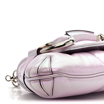 Gucci Iridescent Nappa Vertical Matelasse Medium Maxi Horsebit Chain Shoulder Bag Escape Pink 9 of 11
