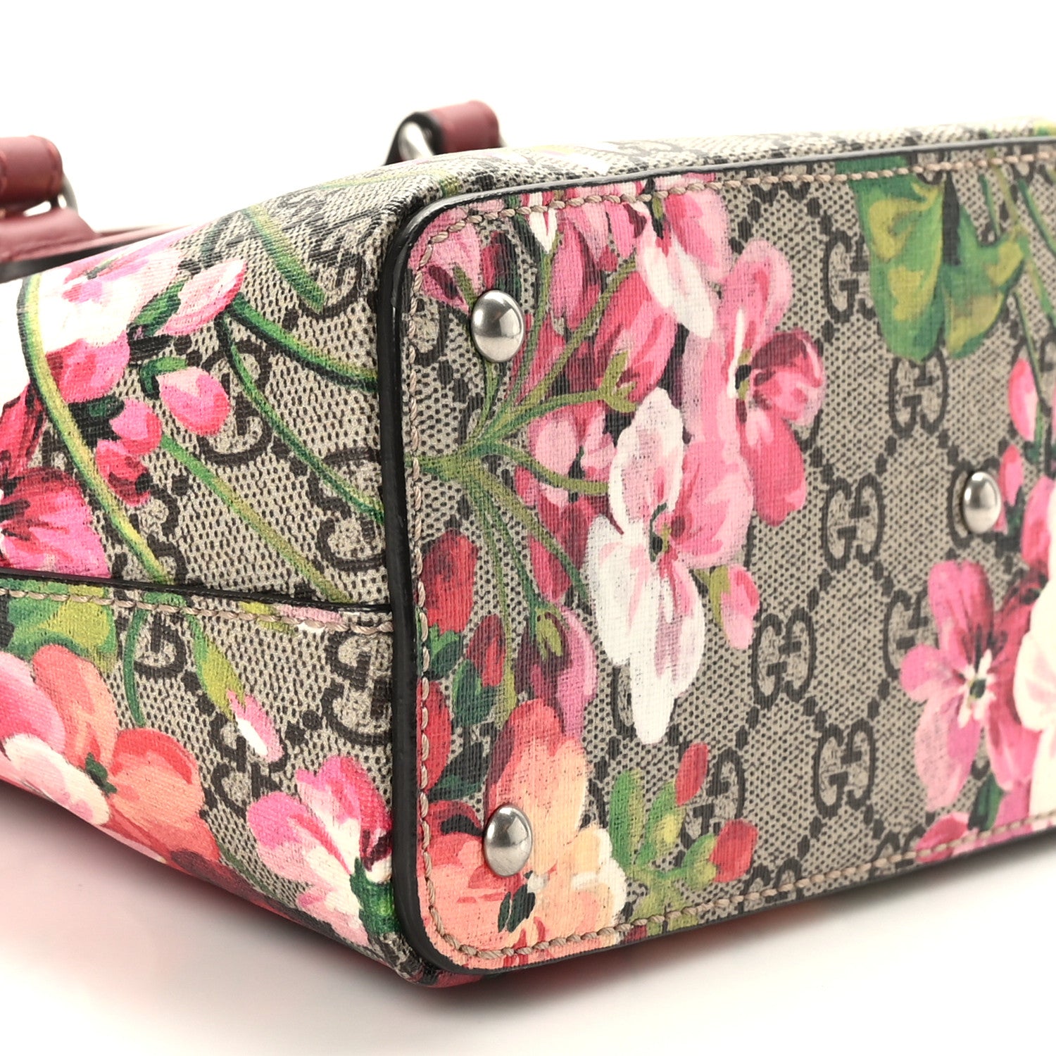 Gucci GG Supreme Monogram Blooms Mini Zip Top Tote Beige Multicolor Dry Rose 9 of 10