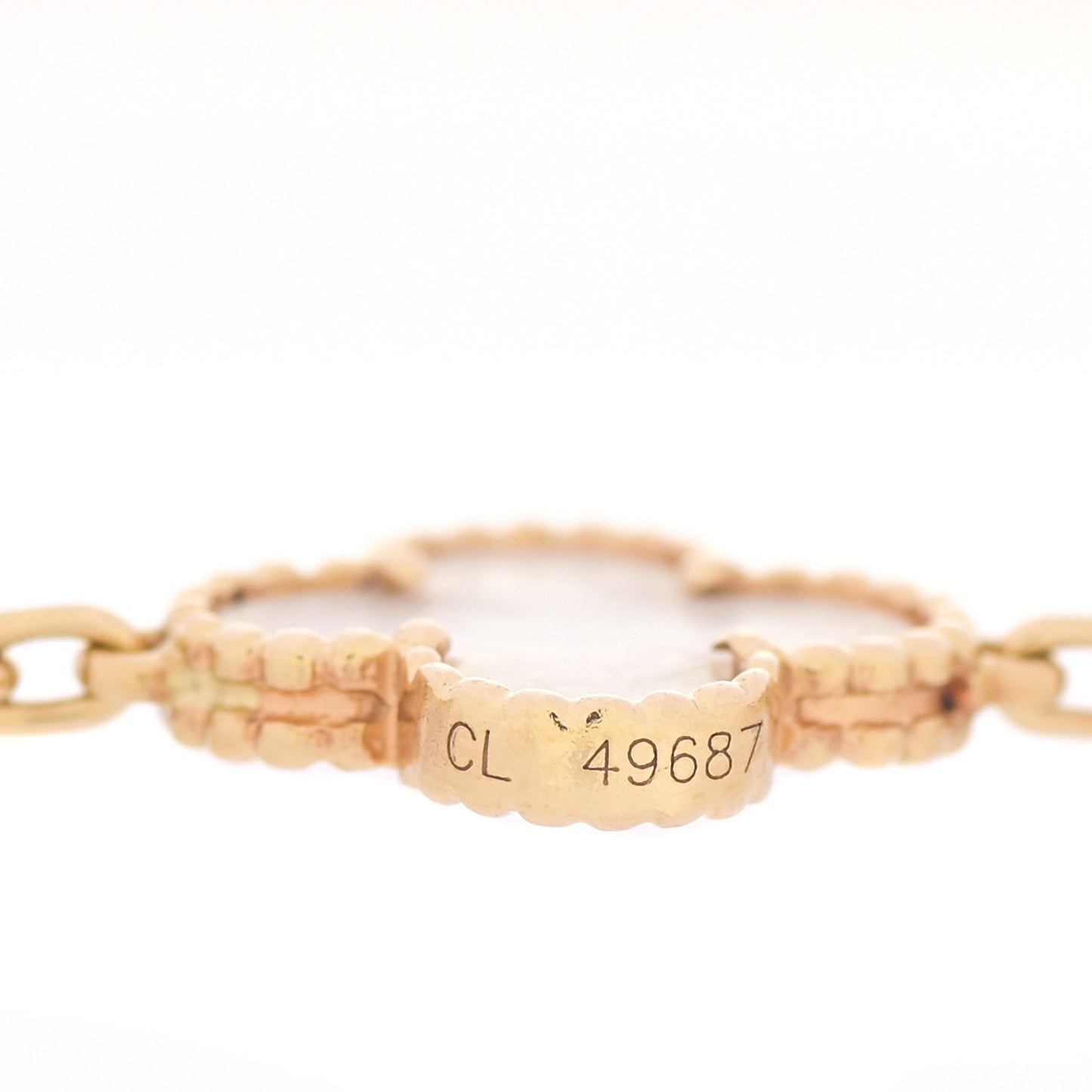 18K Yellow Gold Mother of Pearl 10 Motifs Vintage Alhambra Necklace