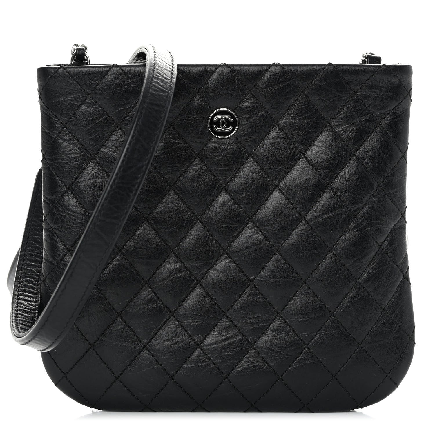 Chanel Aged Calfskin Quilted Crossbody Bag Black 2 of 9