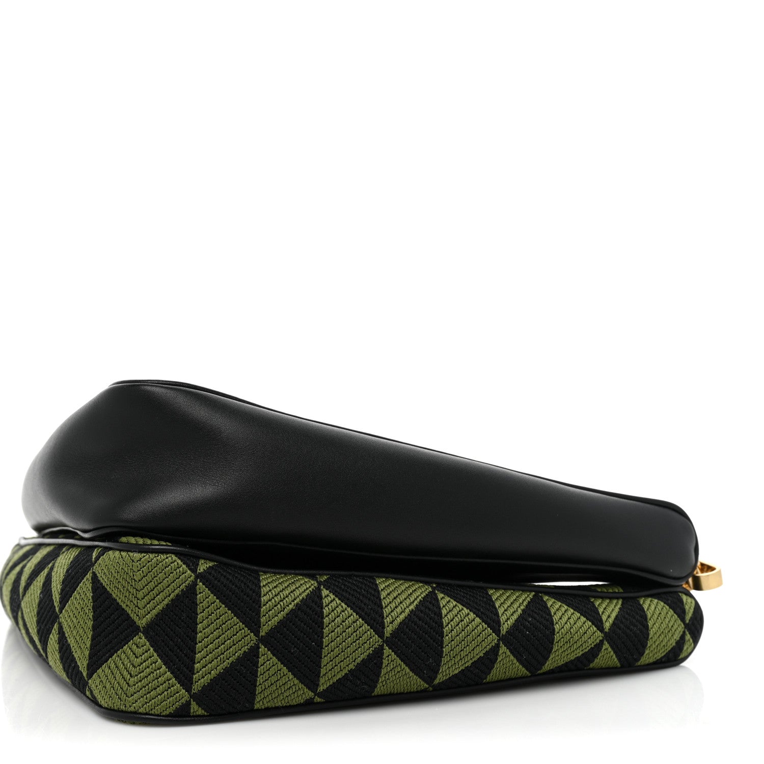 Prada Jacquard Calfskin Triangolo Symbole Embroidered Mini Triangle Double Bag Black Edera 8 of 8