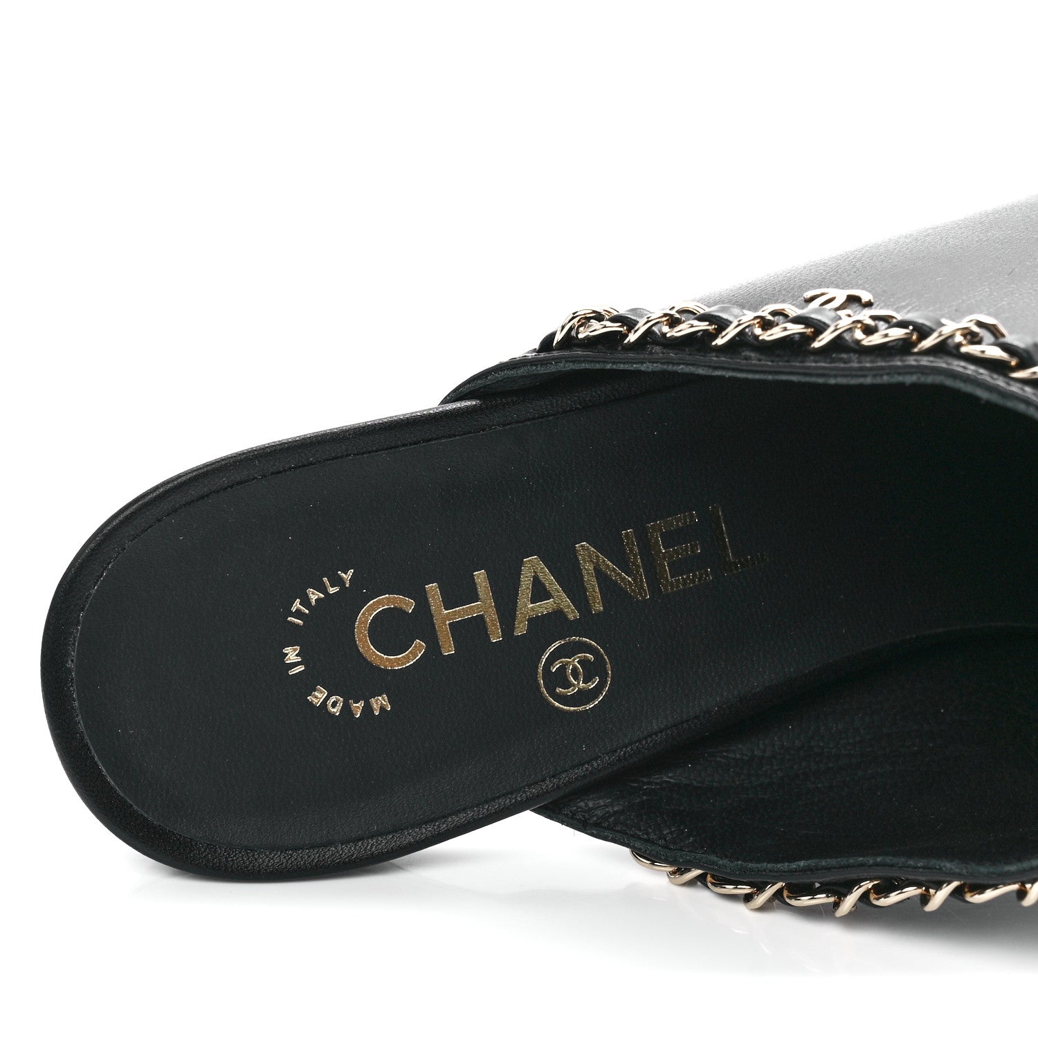 Chanel Lambskin Grosgrain Cap Toe Chain Mule 41 Black 7 of 9