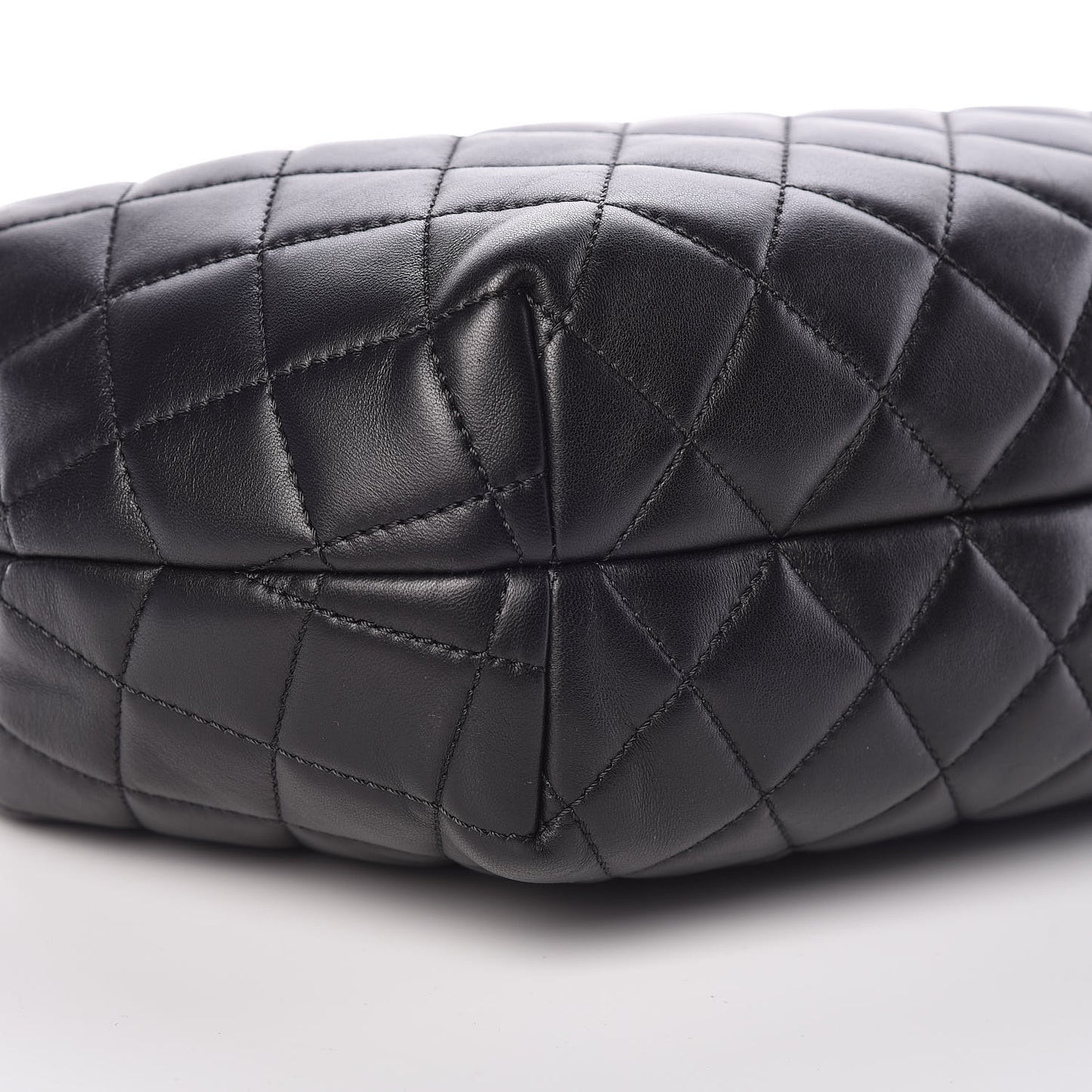 Lambskin Quilted Accordion Tote Black