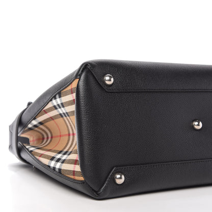 Burberry Derby Calfskin House Check Medium Banner Tote Black 6 of 11