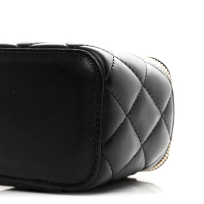 Chanel Lambskin Quilted Mini Pearl Crush Vanity Case With Chain Black 10 of 10