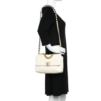 Chanel Goatskin Quilted Medium Chanel 19 Flap White 2 of 10