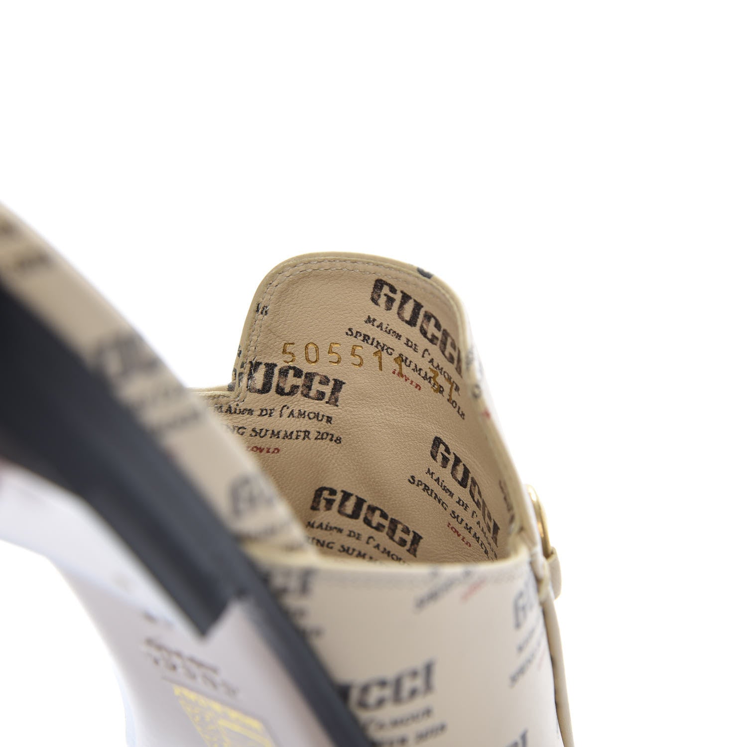 Gucci Calfskin Stamp Print Womens Princetown Slippers 37 Soy Black 8 of 9