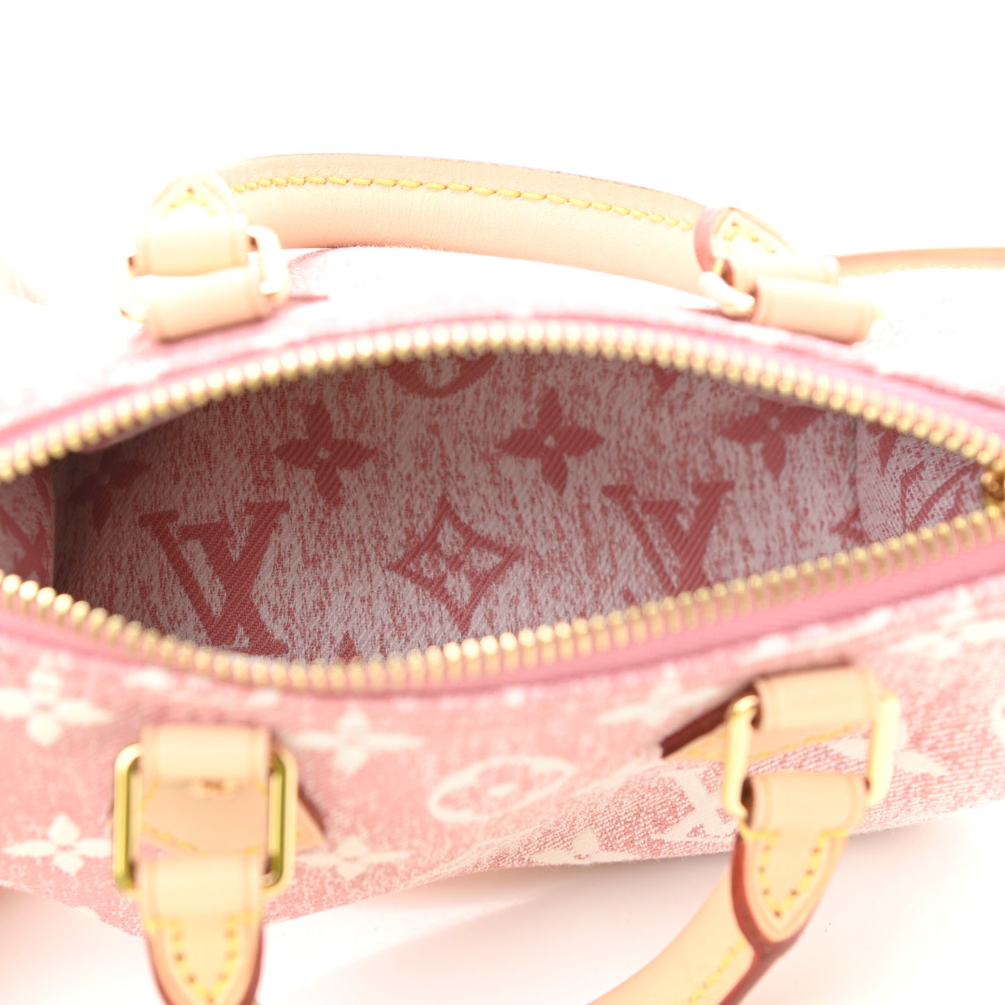 Monogram Jacquard Denim Nano Speedy Bandouliere Pink