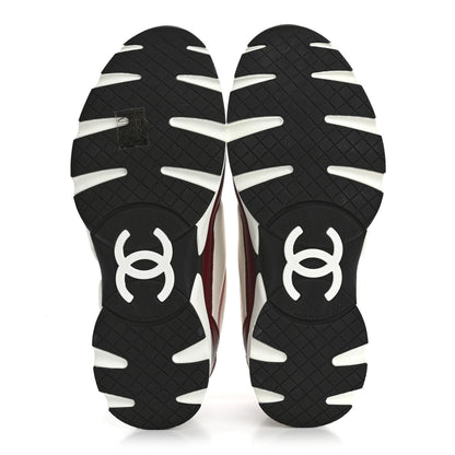 Chanel Calfskin CC Sneakers 38.5 Light Burgundy White Pink 6 of 10