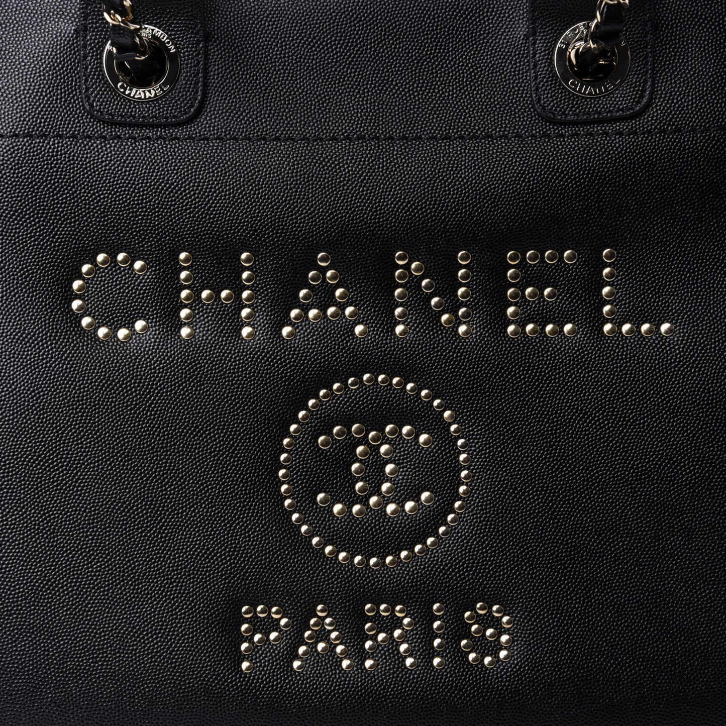 Caviar Small Studded Deauville Tote Black