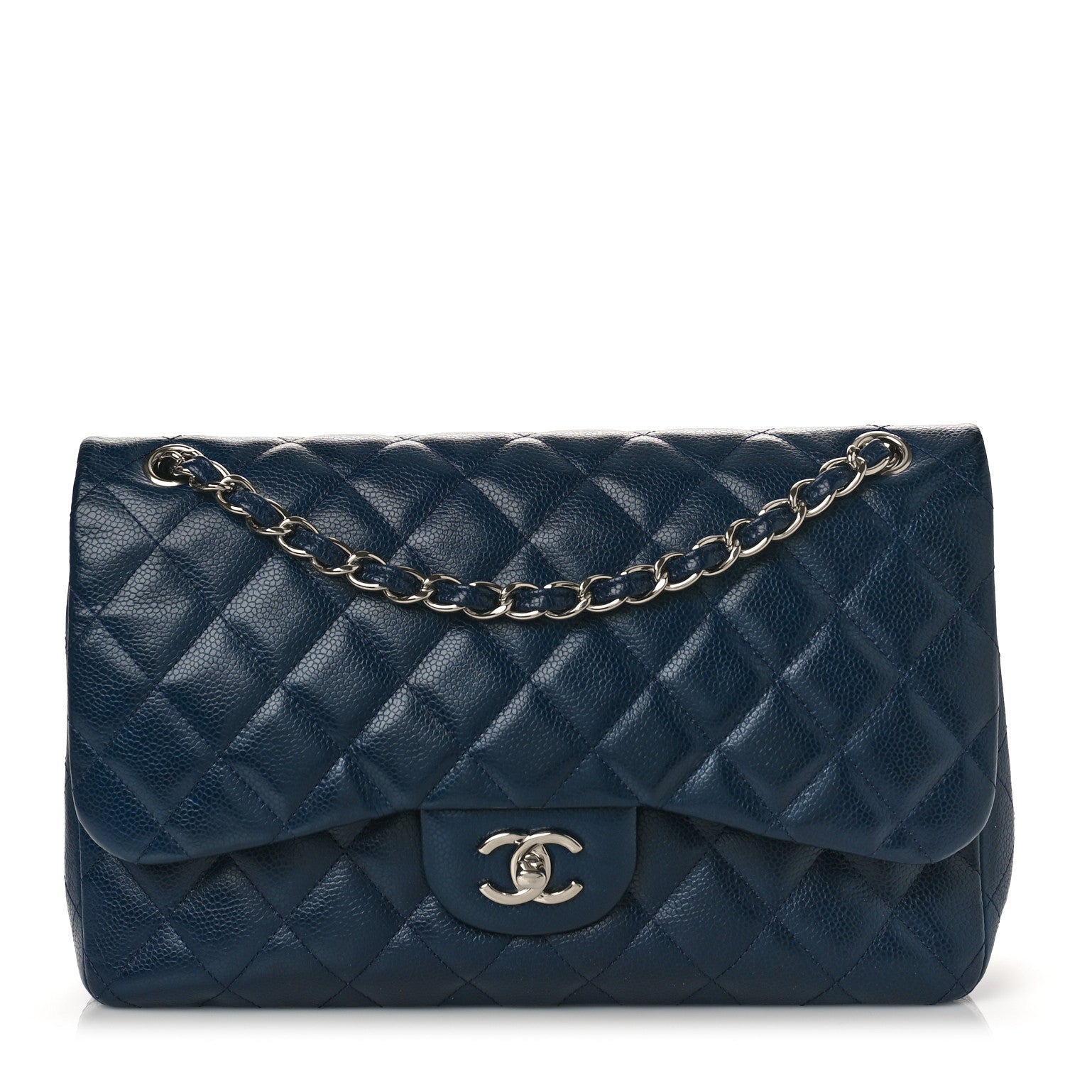 Chanel Caviar Quilted Jumbo Double Flap Navy Blue 1 of 9