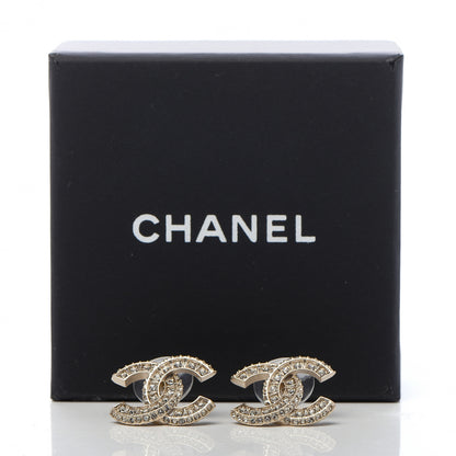 Chanel Crystal Timeless CC Earrings Light Gold 5 of 5