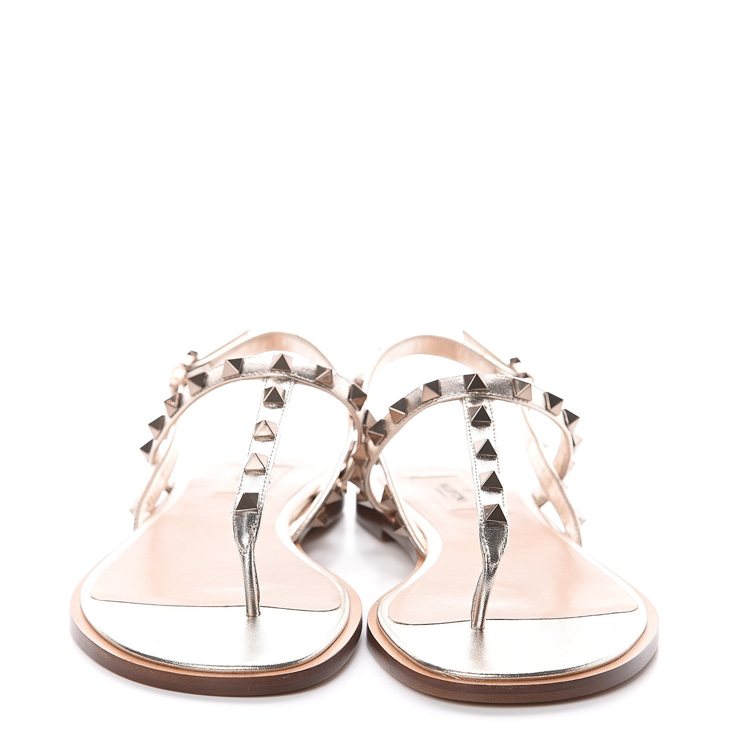 Valentino Garavani Metallic Nappa Rockstud Slingback Flat Thong Sandals 39 Skin 2 of 7