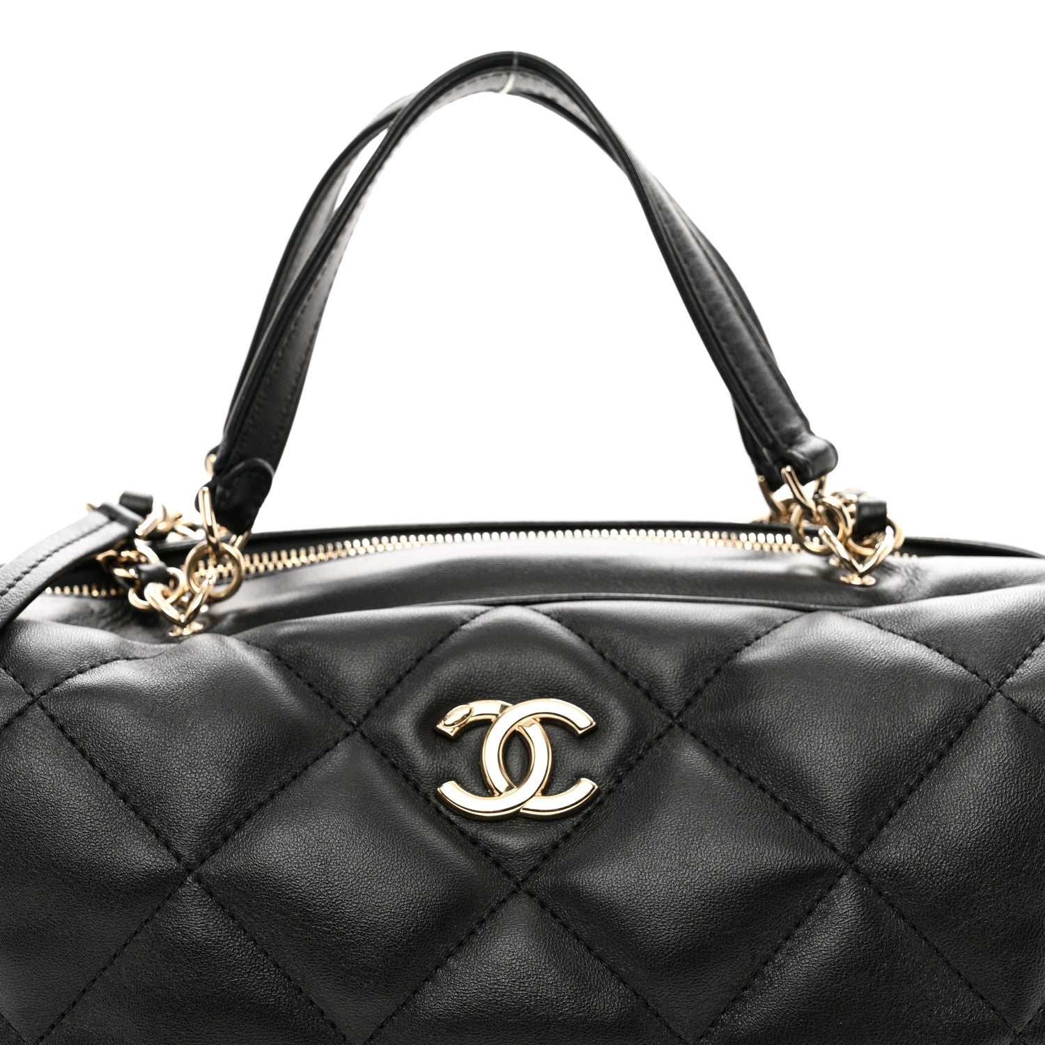 Chanel Lambskin Quilted Medium Bowling Bag Black 5 of 10