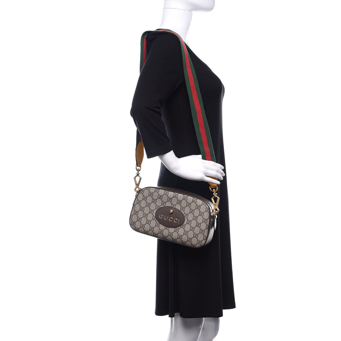 GG Supreme Monogram Web Neo Vintage Shoulder Bag Beige New Acero Crop
