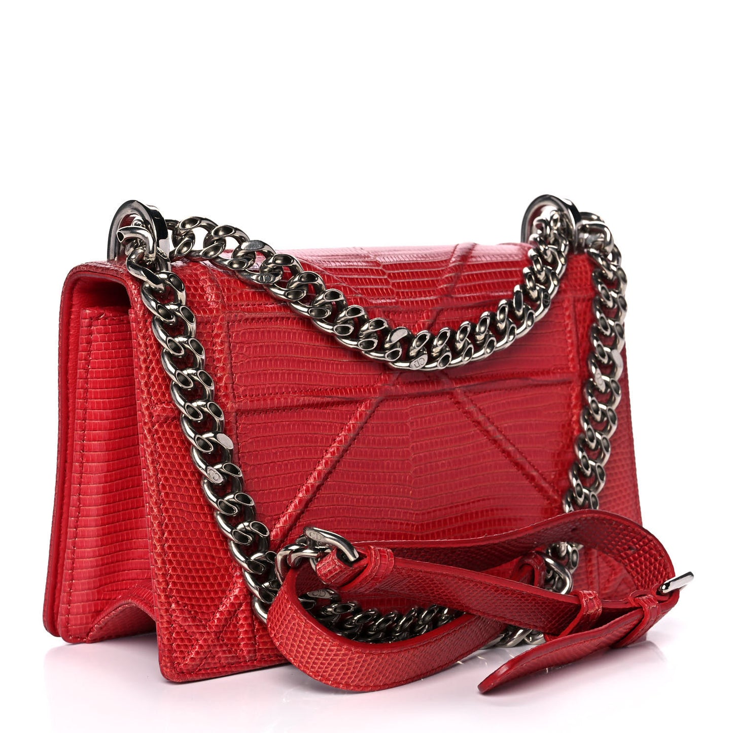 Lizard Medium Diorama Flap Bag Red