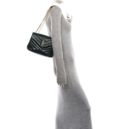 Saint Laurent Calfskin Y Quilted Monogram Small Loulou Chain Satchel Olive 2 of 12