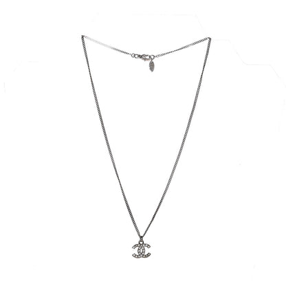 Chanel Crystal Timeless CC Necklace Silver 3 of 6