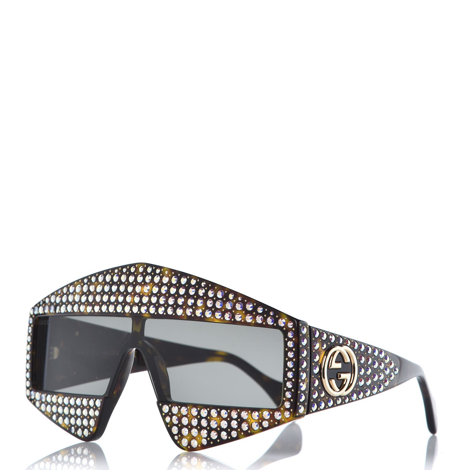 Gucci Crystal Rectangular Frame Sunglasses GG0357S Tortoiseshell 1 of 7
