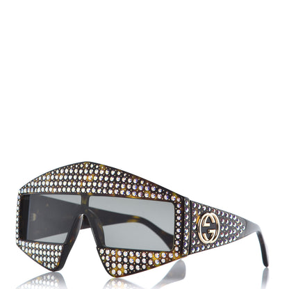 Gucci Crystal Rectangular Frame Sunglasses GG0357S Tortoiseshell 1 of 7