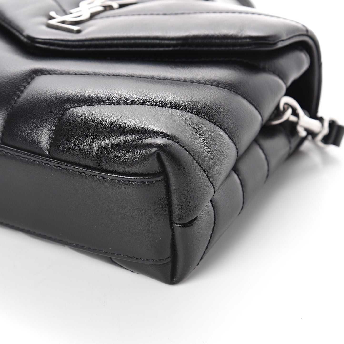 Calfskin Y Quilted Monogram Toy Loulou Crossbody Bag Black