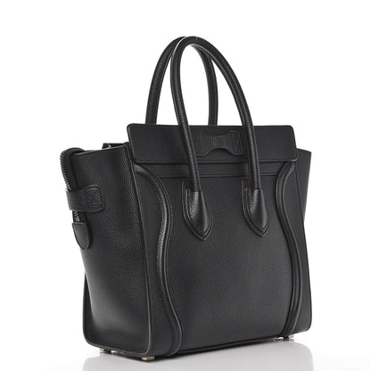 Celine Drummed Calfskin Micro Luggage Black 3 of 10